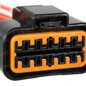 D72A12 is a 12-pin automotive connector which serves at least 10 functions for 0+ vehicles.