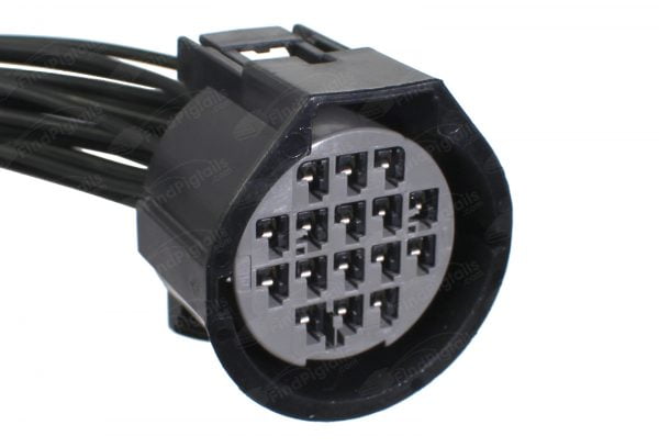 L34B16 is a 15-pin+ automotive connector which serves at least 79 functions for 2+ vehicles.