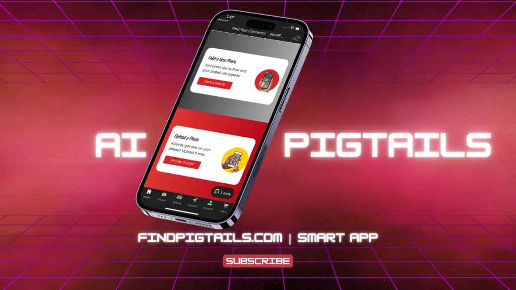 Mobile phone with the new version of FindPigtails.com smart app