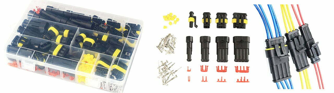 automotive pigtail connector kit, pins, seals and complete connectors