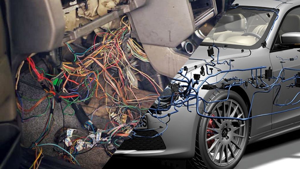 automotive harness and connectors and a wiring diagram