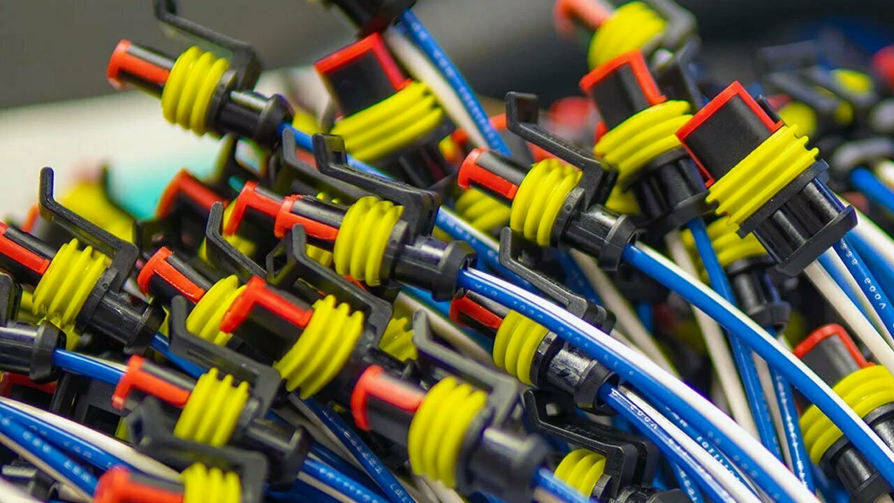 a bunch of automotive pigtail connectors